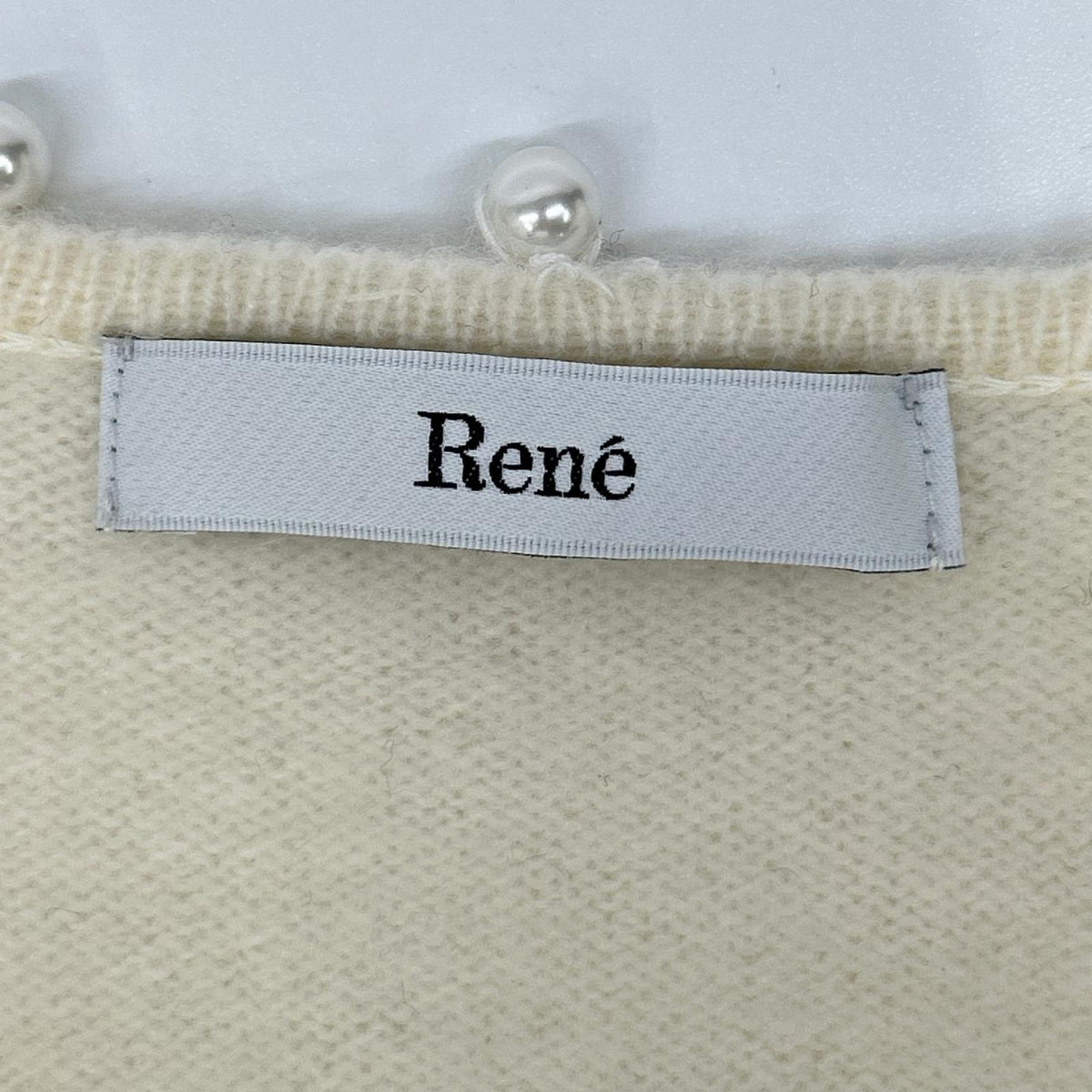 Rene ルネ 6242461 22AW アイボリー カシミヤ100 パールニットカーディガン トップス