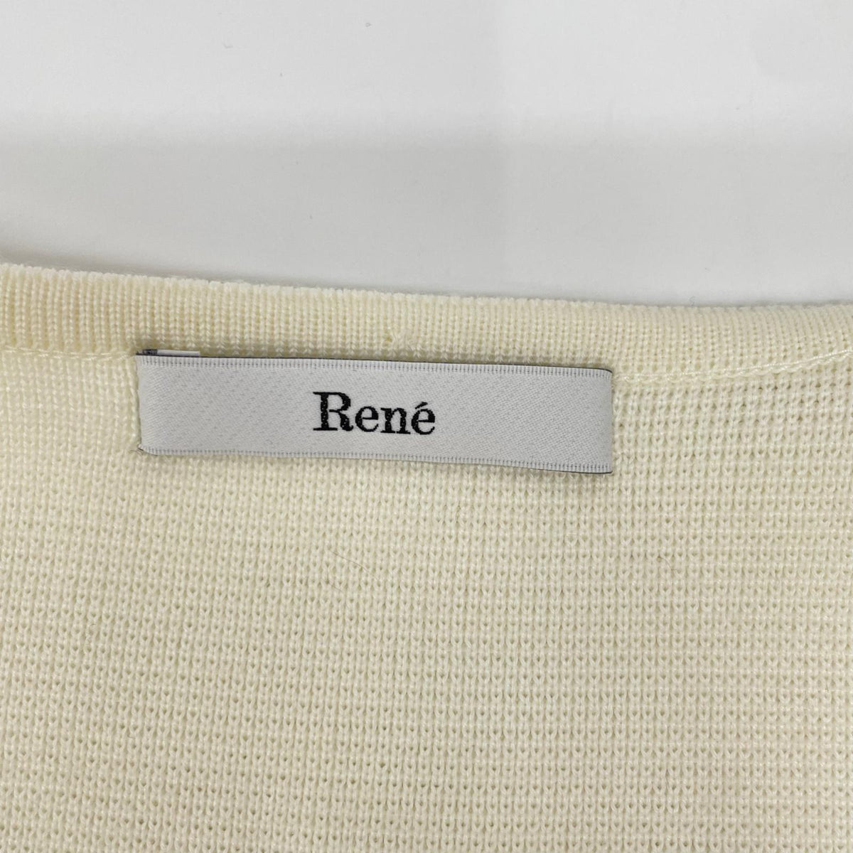 Rene ルネ 6242200 22AW アイボリー リボンレース 長袖ニットカーディガン トップス