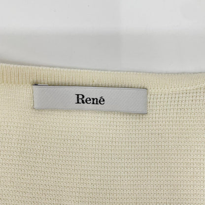 Rene ルネ 6242200 22AW アイボリー リボンレース 長袖ニットカーディガン トップス