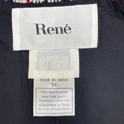 Rene ルネ 6843260 18AW マルチカラー ツイードジップアップノーカラージャケット ジャケット