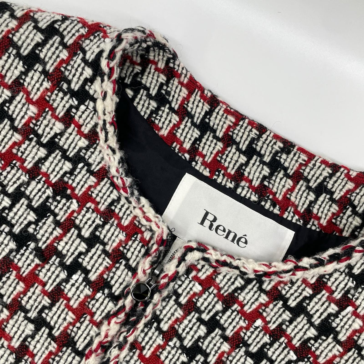 Rene ルネ 6843260 18AW マルチカラー ツイードジップアップノーカラージャケット ジャケット