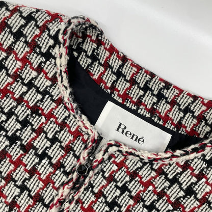 Rene ルネ 6843260 18AW マルチカラー ツイードジップアップノーカラージャケット ジャケット