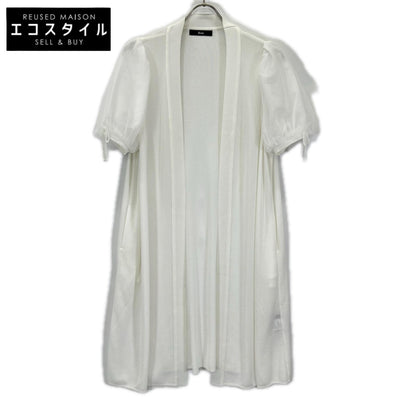 Rene basic ルネ ベーシック 5222050 22SS ホワイト チュールパフスリーブ ロングニットカーディガン トップス