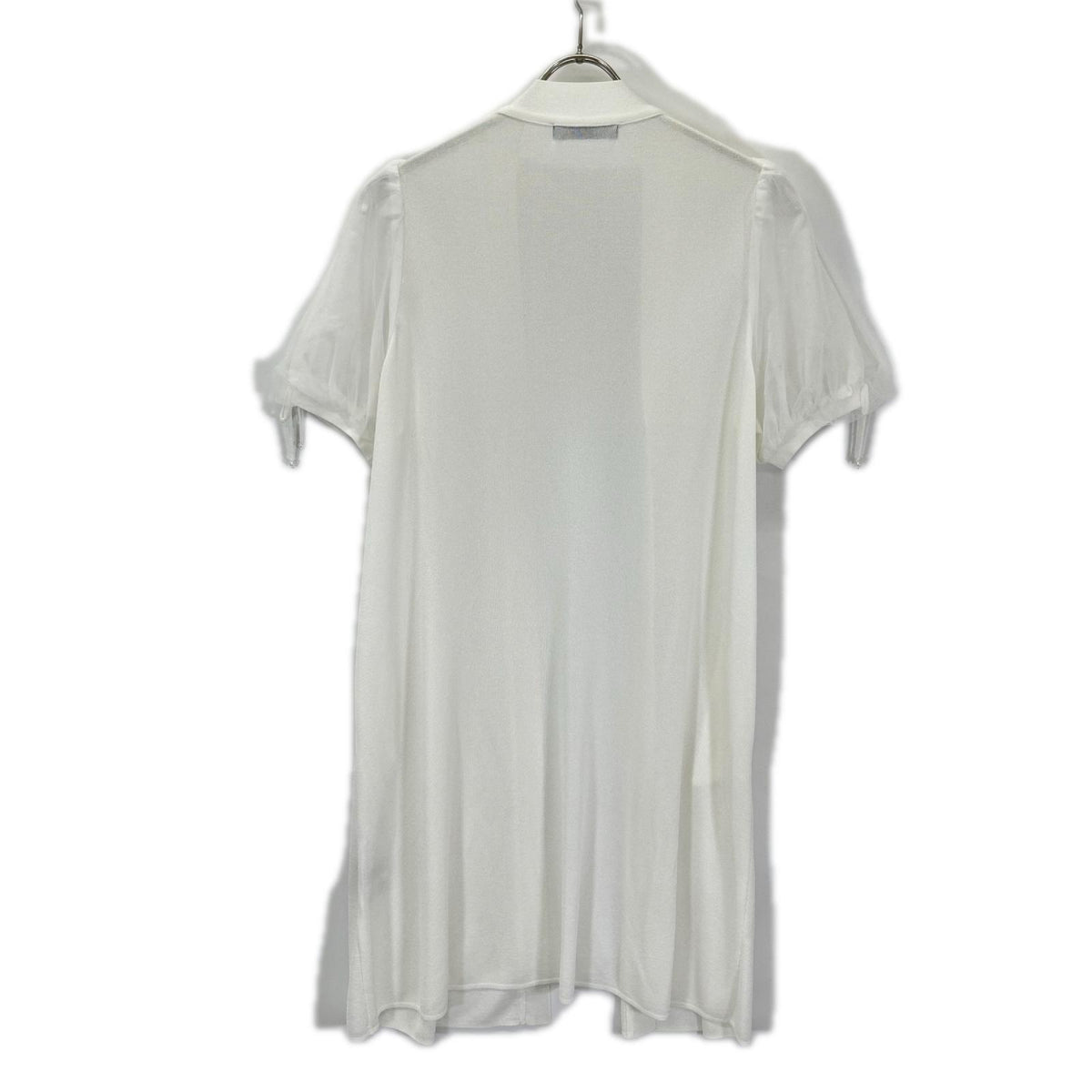 Rene basic ルネ ベーシック 5222050 22SS ホワイト チュールパフスリーブ ロングニットカーディガン トップス