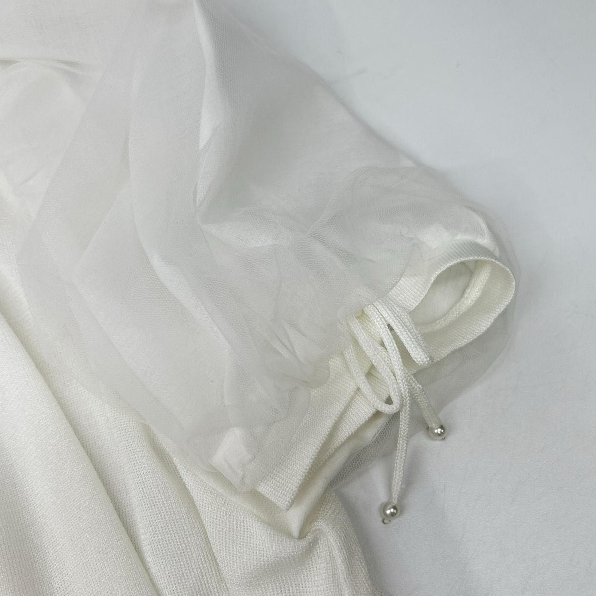 Rene basic ルネ ベーシック 5222050 22SS ホワイト チュールパフスリーブ ロングニットカーディガン トップス
