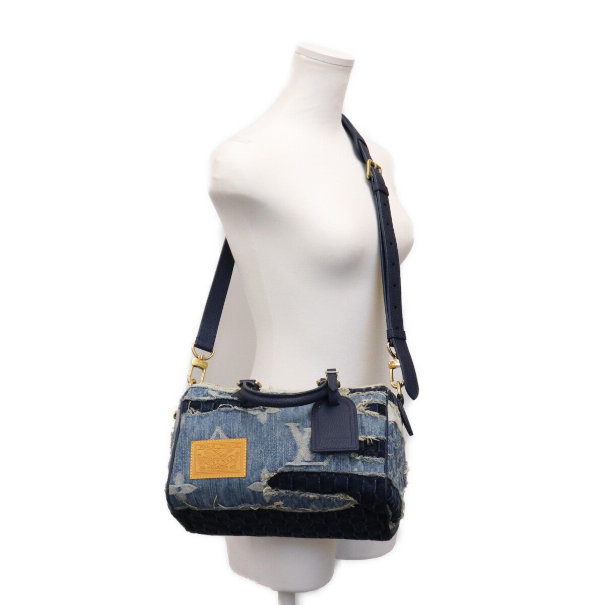 LOUIS VUITTON ルイヴィトン M15276 ダミエデニム×モノグラム ストーンウォッシュパッチワーク 襤褸刺し子 スピーディバンドリエール25 ボストンバッグ ショルダーバッグ
