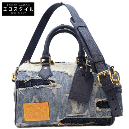 LOUIS VUITTON ルイヴィトン M15276 ダミエデニム×モノグラム ストーンウォッシュパッチワーク 襤褸刺し子 スピーディバンドリエール25 ボストンバッグ ショルダーバッグ