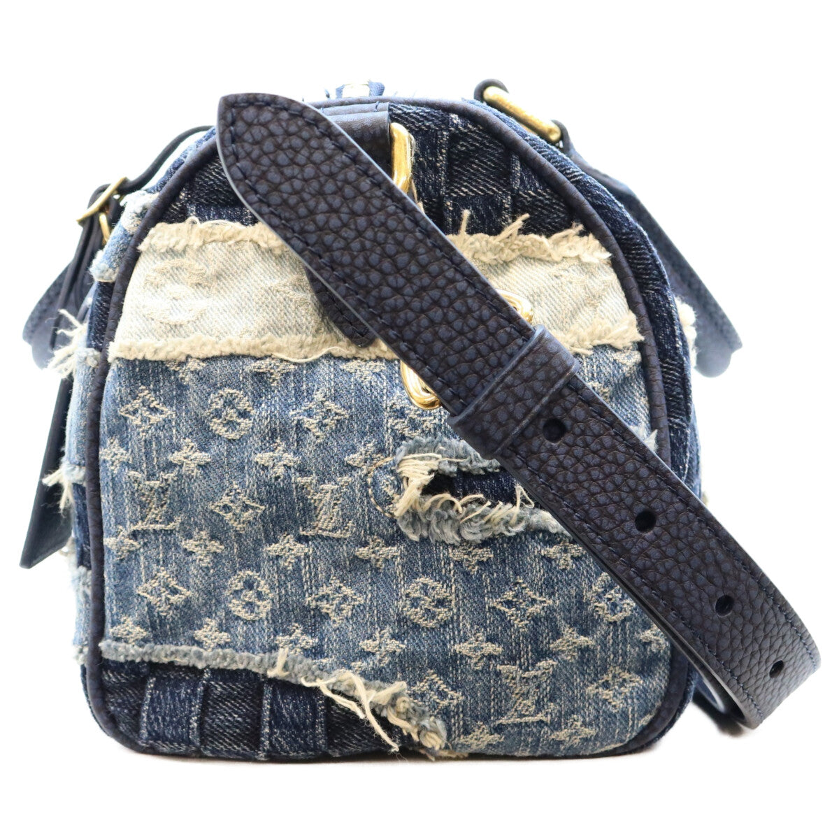 LOUIS VUITTON ルイヴィトン M15276 ダミエデニム×モノグラム ストーンウォッシュパッチワーク 襤褸刺し子 スピーディバンドリエール25 ボストンバッグ ショルダーバッグ