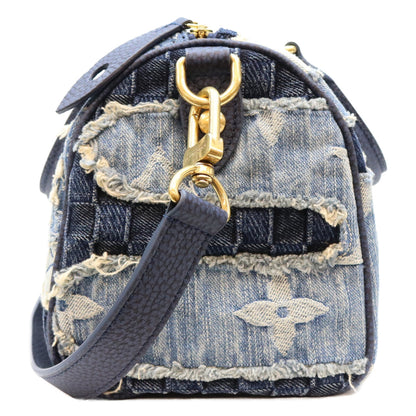 LOUIS VUITTON ルイヴィトン M15276 ダミエデニム×モノグラム ストーンウォッシュパッチワーク 襤褸刺し子 スピーディバンドリエール25 ボストンバッグ ショルダーバッグ
