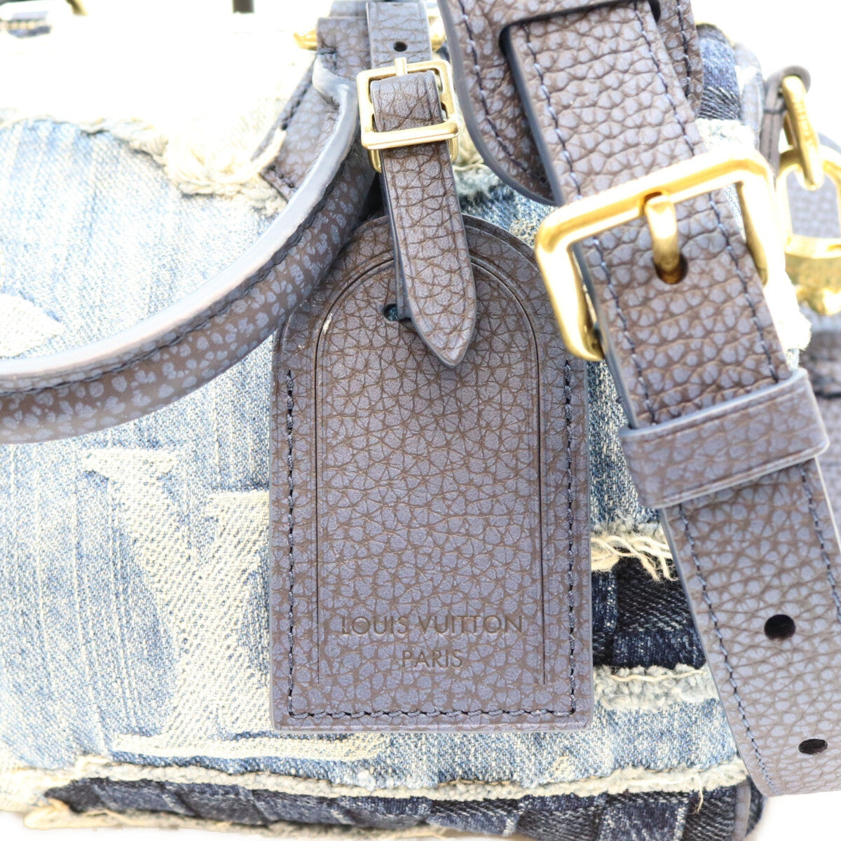 LOUIS VUITTON ルイヴィトン M15276 ダミエデニム×モノグラム ストーンウォッシュパッチワーク 襤褸刺し子 スピーディバンドリエール25 ボストンバッグ ショルダーバッグ