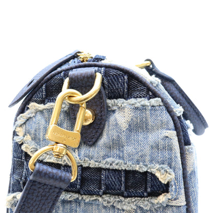 LOUIS VUITTON ルイヴィトン M15276 ダミエデニム×モノグラム ストーンウォッシュパッチワーク 襤褸刺し子 スピーディバンドリエール25 ボストンバッグ ショルダーバッグ