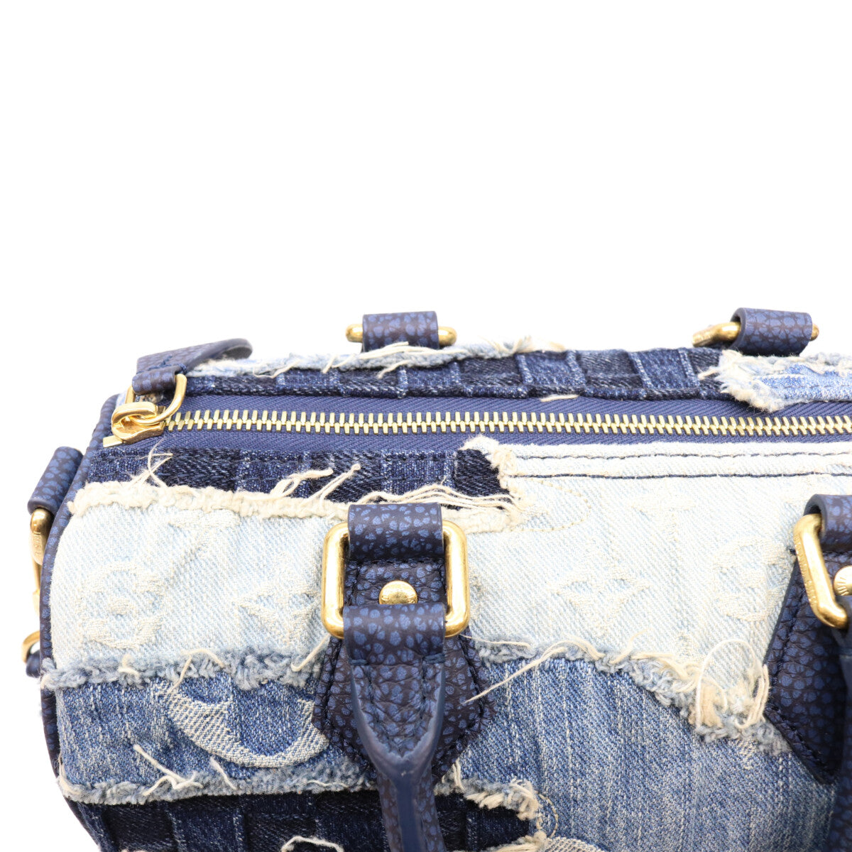LOUIS VUITTON ルイヴィトン M15276 ダミエデニム×モノグラム ストーンウォッシュパッチワーク 襤褸刺し子 スピーディバンドリエール25 ボストンバッグ ショルダーバッグ