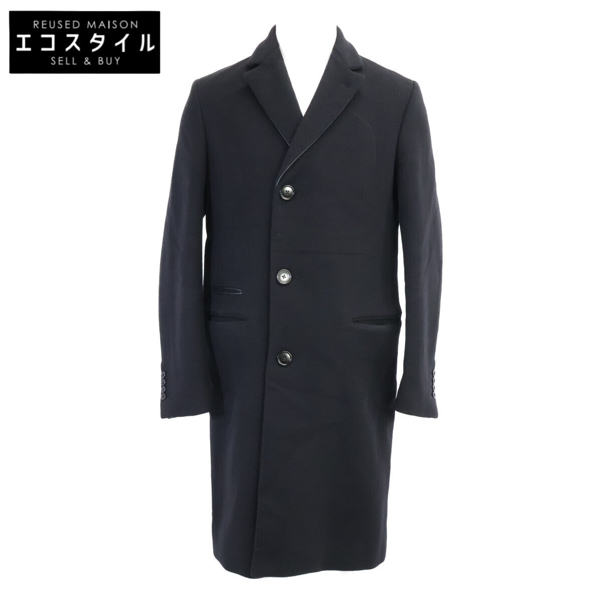 HERMES エルメス 【美品/国内正規】12-5108 カシミヤｘラムスキン レザートリム チェスター コート