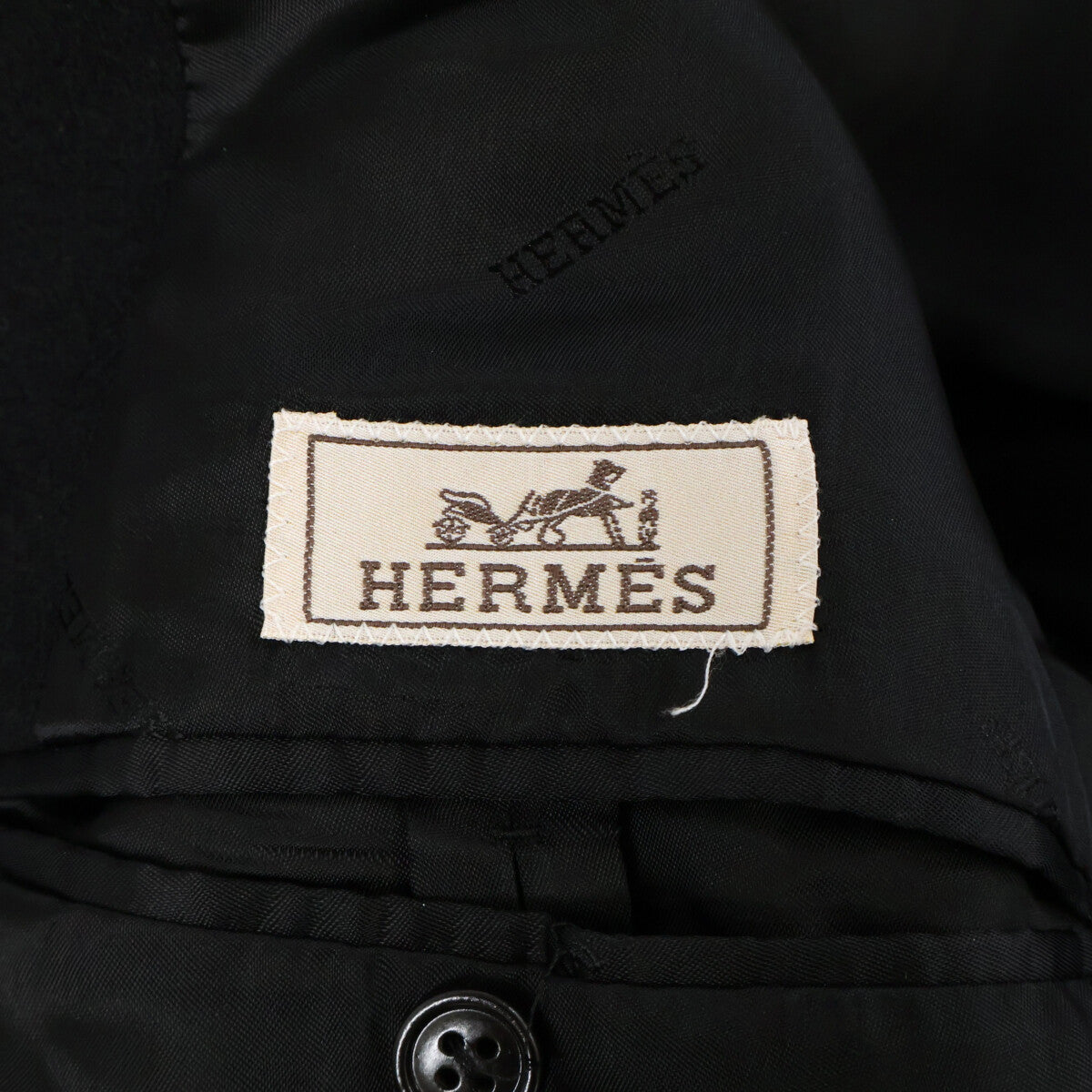 HERMES エルメス 【美品/国内正規】12-5108 カシミヤｘラムスキン レザートリム チェスター コート