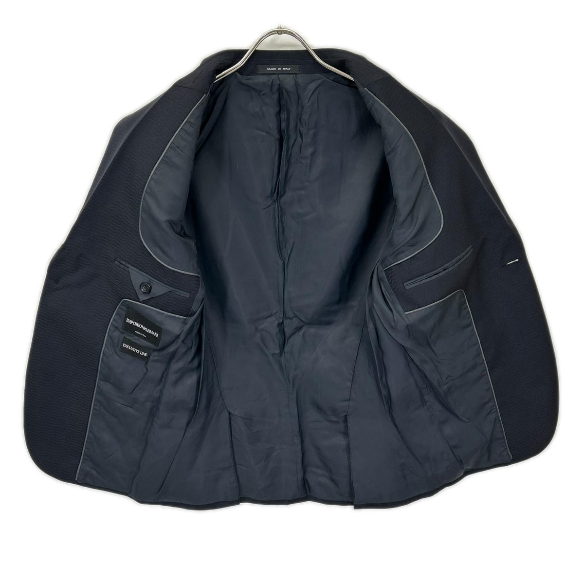 EMPORIOARMANI エンポリオアルマーニ EXCLUSIVE LINE W1V04E W1119 ダークネイビー ヴァージンウール×モヘア テーラードジャケット/スラックス セットアップ スーツ セットアップ