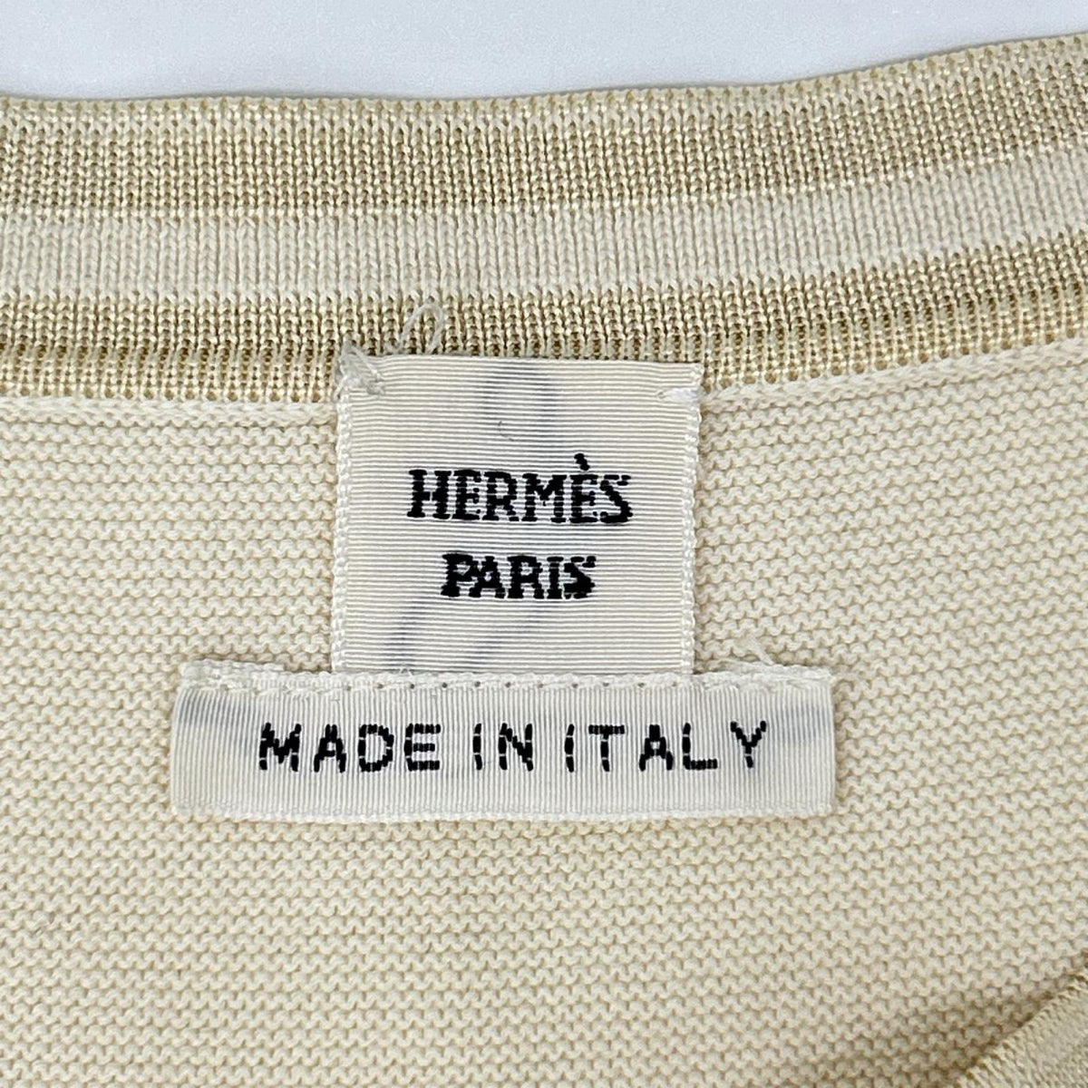HERMES エルメス アイボリー コットン×シルク×カシミア シュビルスキー期 カーディガン ニット アンサンブル トップス