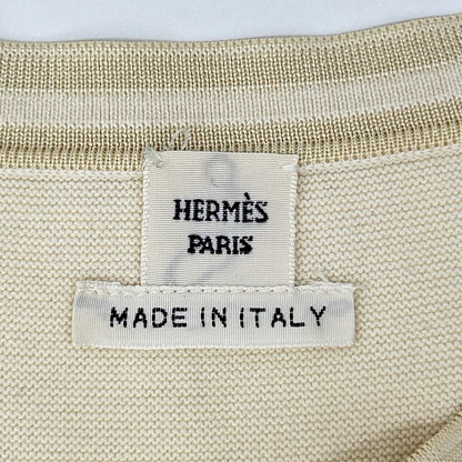HERMES エルメス アイボリー コットン×シルク×カシミア シュビルスキー期 カーディガン ニット アンサンブル トップス
