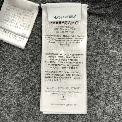 SalvatoreFerragamo サルバトーレフェラガモ チャコール カシミア100 クルーネック ロングスリーブ ニット トップス