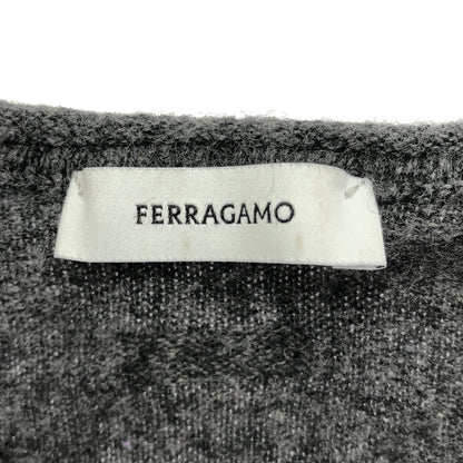 SalvatoreFerragamo サルバトーレフェラガモ チャコール カシミア100 クルーネック ロングスリーブ ニット トップス