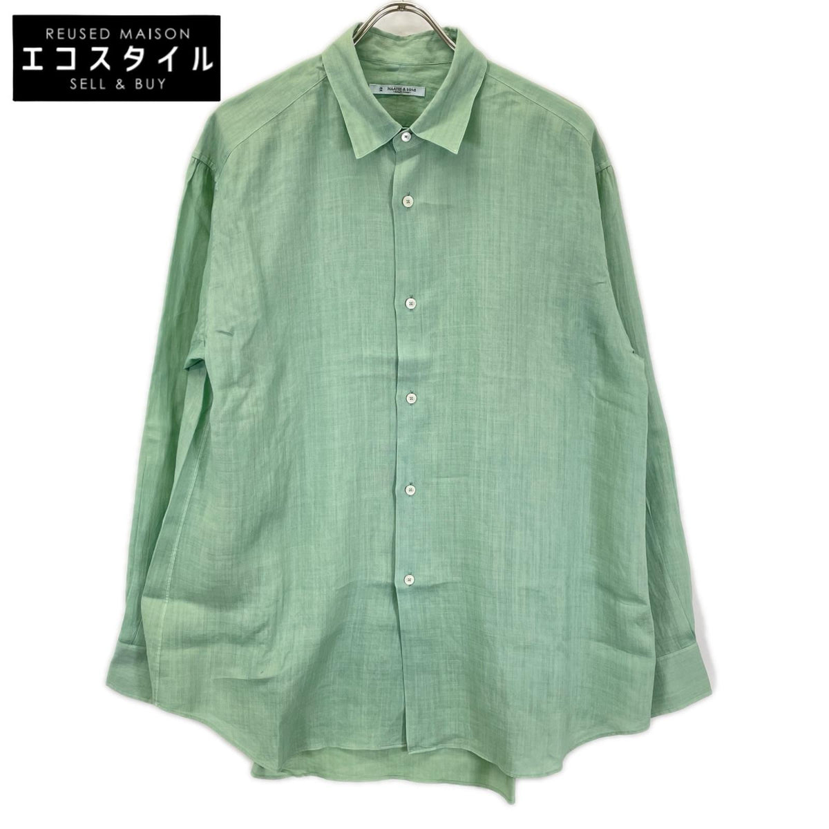 MAATEE&SONS マーティーアンドサンズ MT6103-0602C 26SS ハスカップグリーン ラミー100 SHORT PONIT RAMIE SHIRTS 長袖シャツ トップス
