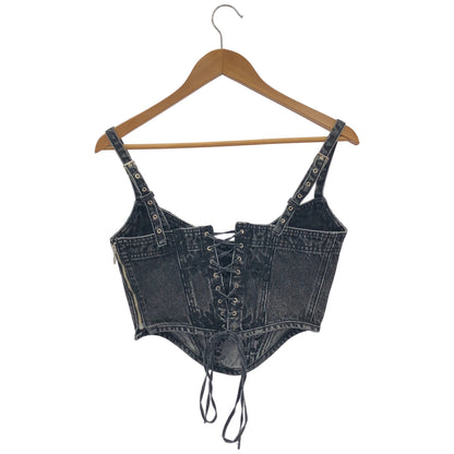 FETICO フェティコ FTC244ー0102 24AW ブラック FLOWER EMBROIDERED DENIM BUSTIER ビスチェ トップス