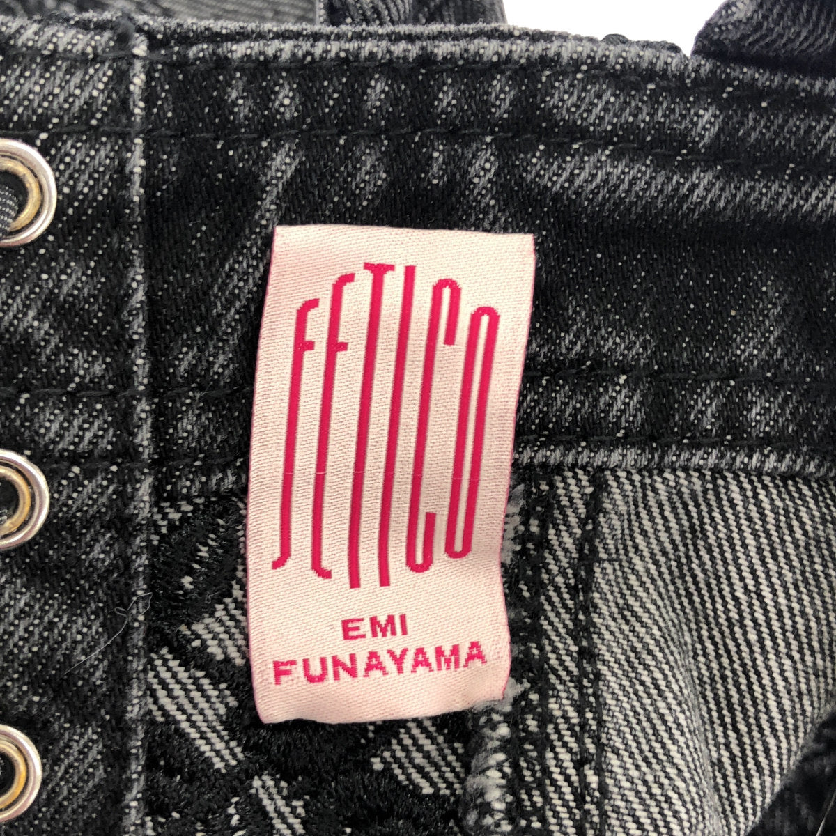 FETICO フェティコ FTC244ー0102 24AW ブラック FLOWER EMBROIDERED DENIM BUSTIER ビスチェ トップス