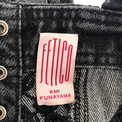 FETICO フェティコ FTC244ー0102 24AW ブラック FLOWER EMBROIDERED DENIM BUSTIER ビスチェ トップス