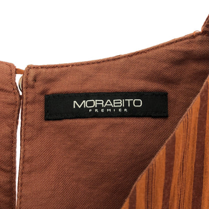 MORABITO モラビト 【PREMIER】9031-11519 ブラウン コットン Vネック バックボタン ワンピース トップス