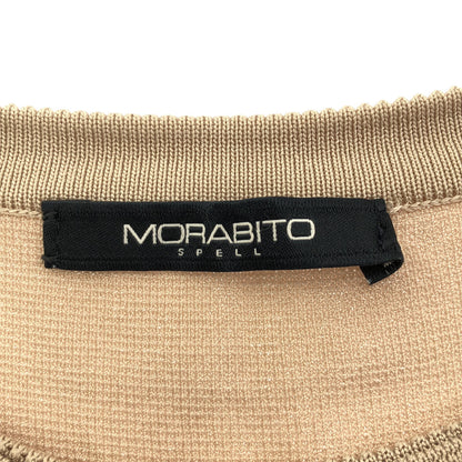 MORABITO モラビト 【PREMIER】5741-11425 ベージュ レーヨン 半袖 フレア ニットワンピース トップス