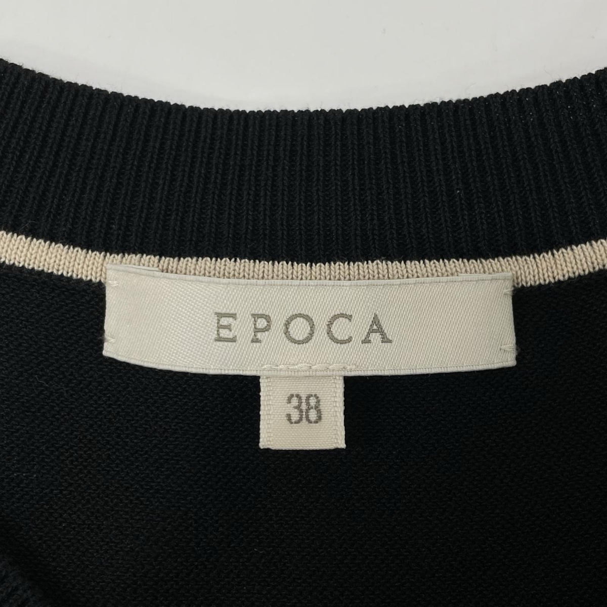 EPOCA エポカ 25年製 M5J23-544-09 ブラック×ベージュ コットンナイロン ノースリーブ ボーダーニットワンピース ワンピース