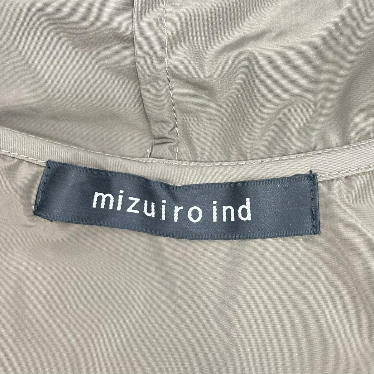 mizuiro ind ミズイロ インド ブラウン ナイロン ノーボタン フーディジャケット ジャケット