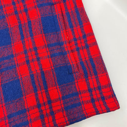MONCLER モンクレール 23AW CAMICIA レッド×ブルー ラムウール ロゴワッペン W-ZIP チェックシャツジャケット ジャケット