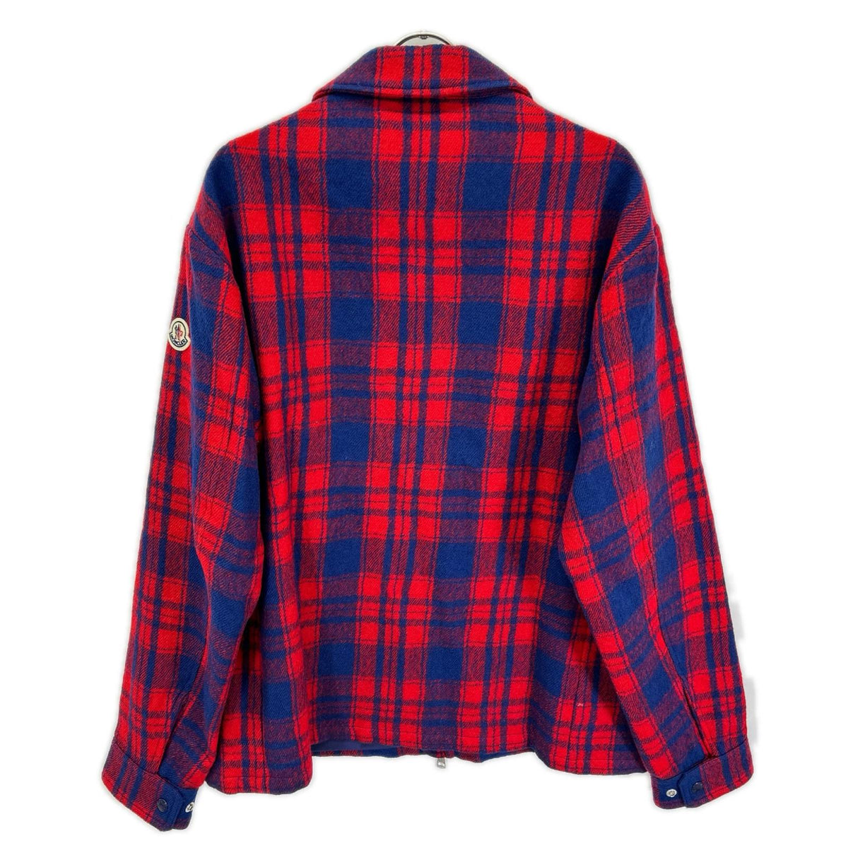 MONCLER モンクレール 23AW CAMICIA レッド×ブルー ラムウール ロゴワッペン W-ZIP チェックシャツジャケット ジャケット