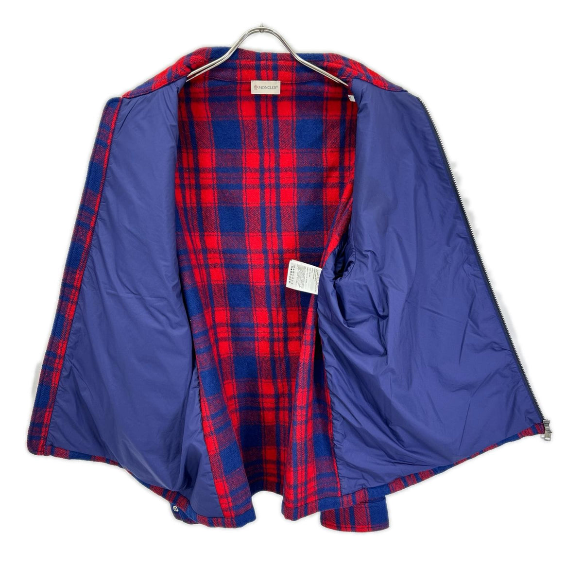 MONCLER モンクレール 23AW CAMICIA レッド×ブルー ラムウール ロゴワッペン W-ZIP チェックシャツジャケット ジャケット