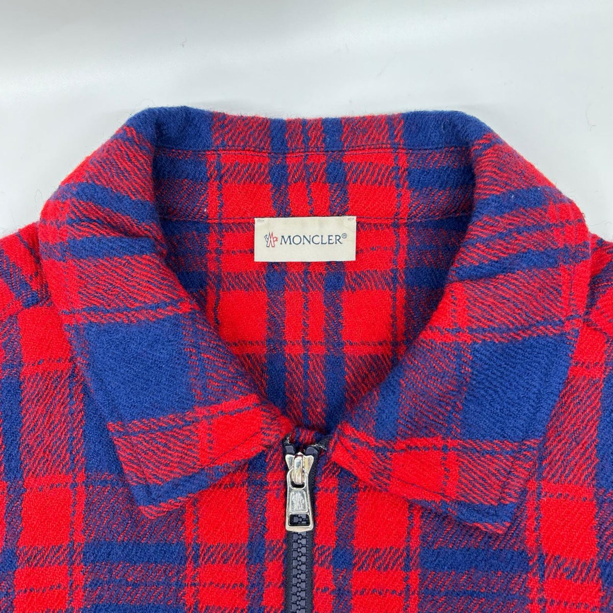 MONCLER モンクレール 23AW CAMICIA レッド×ブルー ラムウール ロゴワッペン W-ZIP チェックシャツジャケット ジャケット