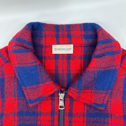 MONCLER モンクレール 23AW CAMICIA レッド×ブルー ラムウール ロゴワッペン W-ZIP チェックシャツジャケット ジャケット