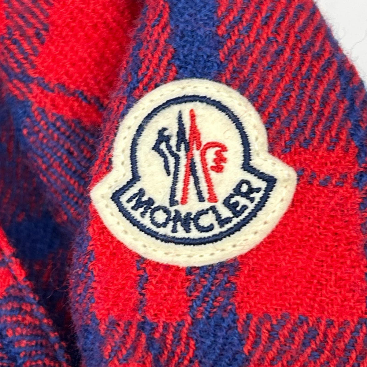 MONCLER モンクレール 23AW CAMICIA レッド×ブルー ラムウール ロゴワッペン W-ZIP チェックシャツジャケット ジャケット