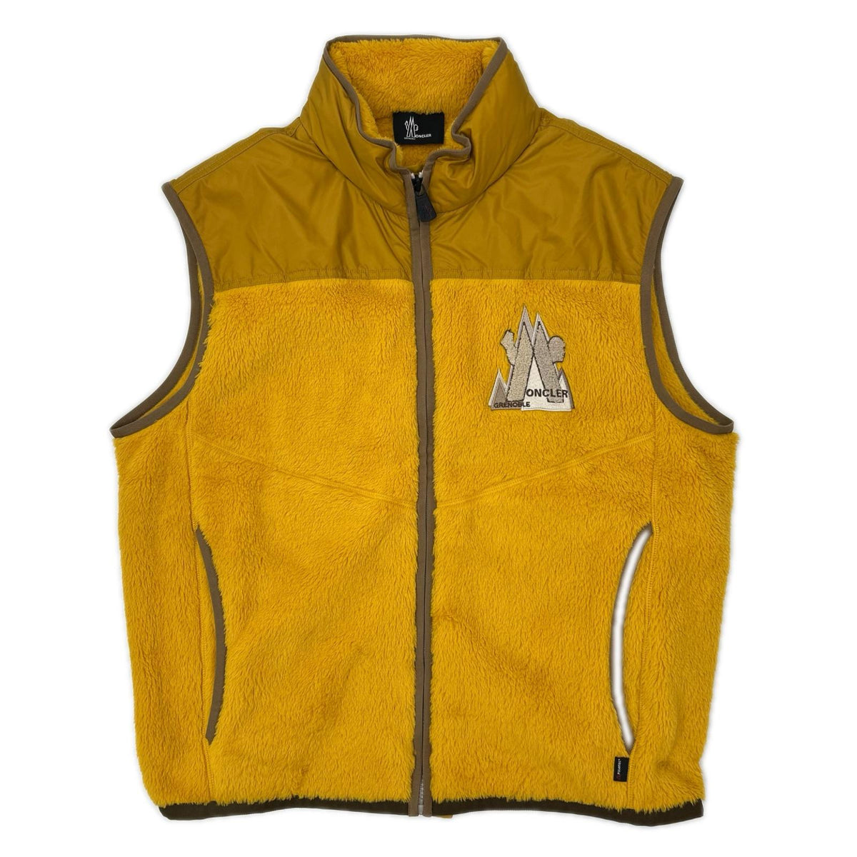 MONCLER モンクレール 【GRENOBLE】24AW イエロー マウンテンモチーフロゴ ポーラーテック フリースベスト/ジレ ベスト