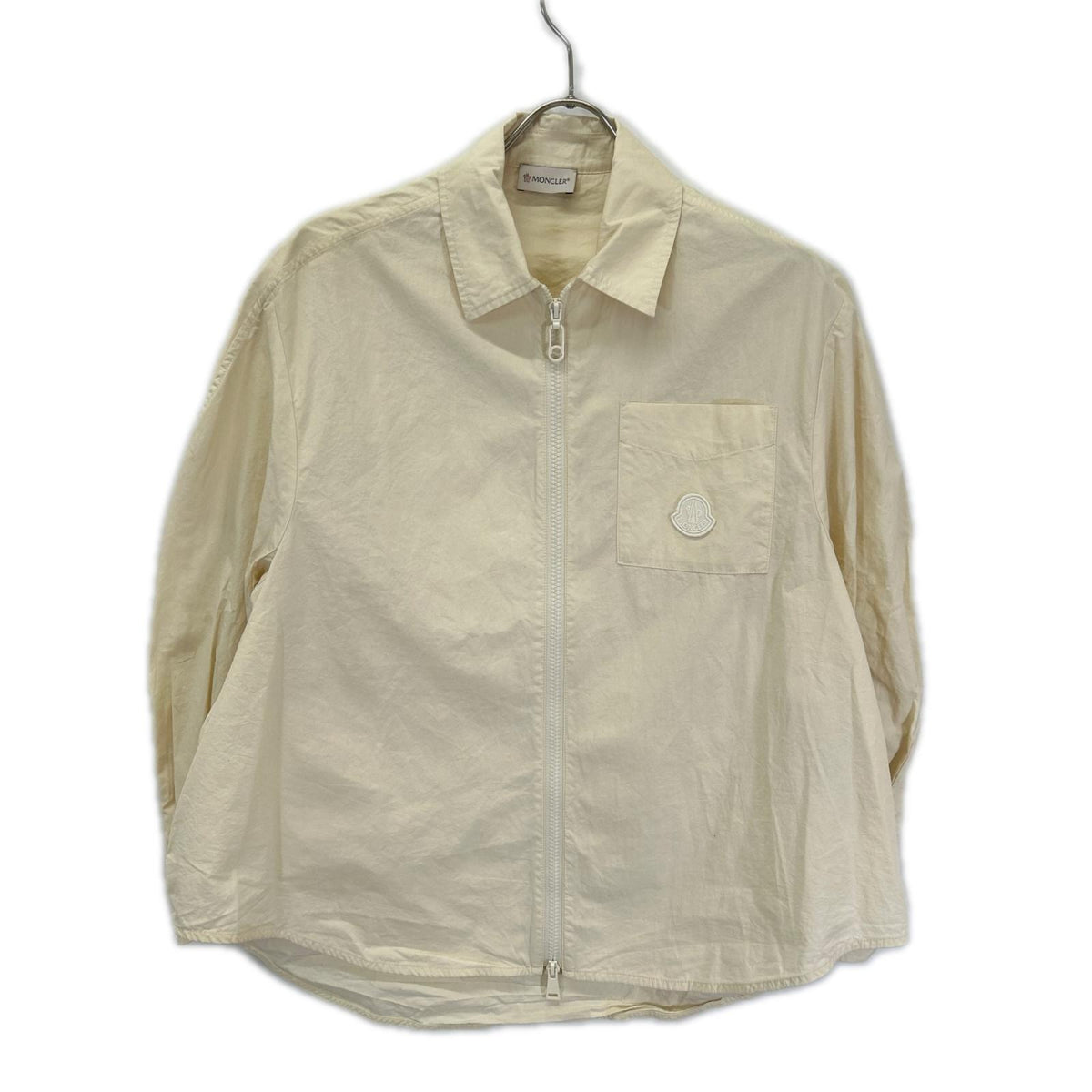MONCLER モンクレール 23SS SHIRT アイボリー コットン ロゴワッペン ジップアップシャツジャケット ジャケット