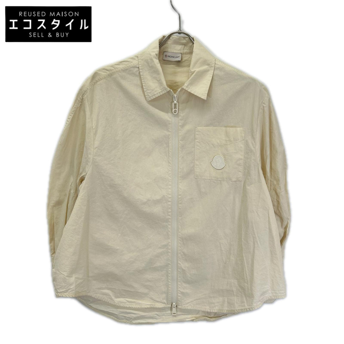 MONCLER モンクレール 23SS SHIRT アイボリー コットン ロゴワッペン ジップアップシャツジャケット ジャケット