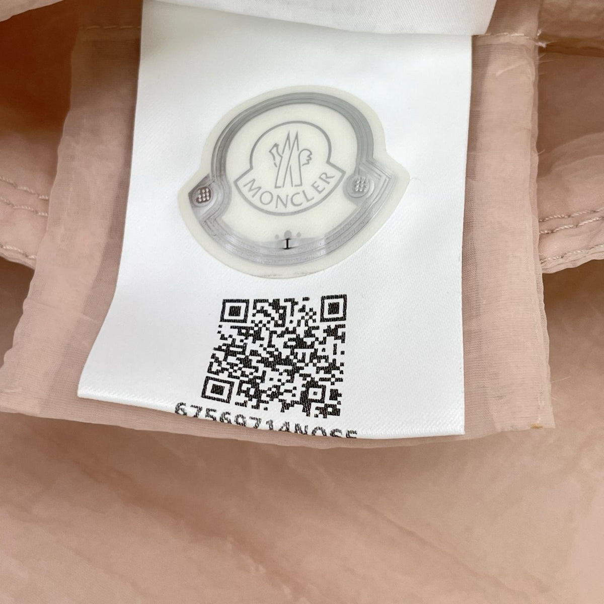 MONCLER モンクレール PERLE ピンク オーガンジーナイロン シワ加工 スナップボタン フーデッドシアートレンチコート コート