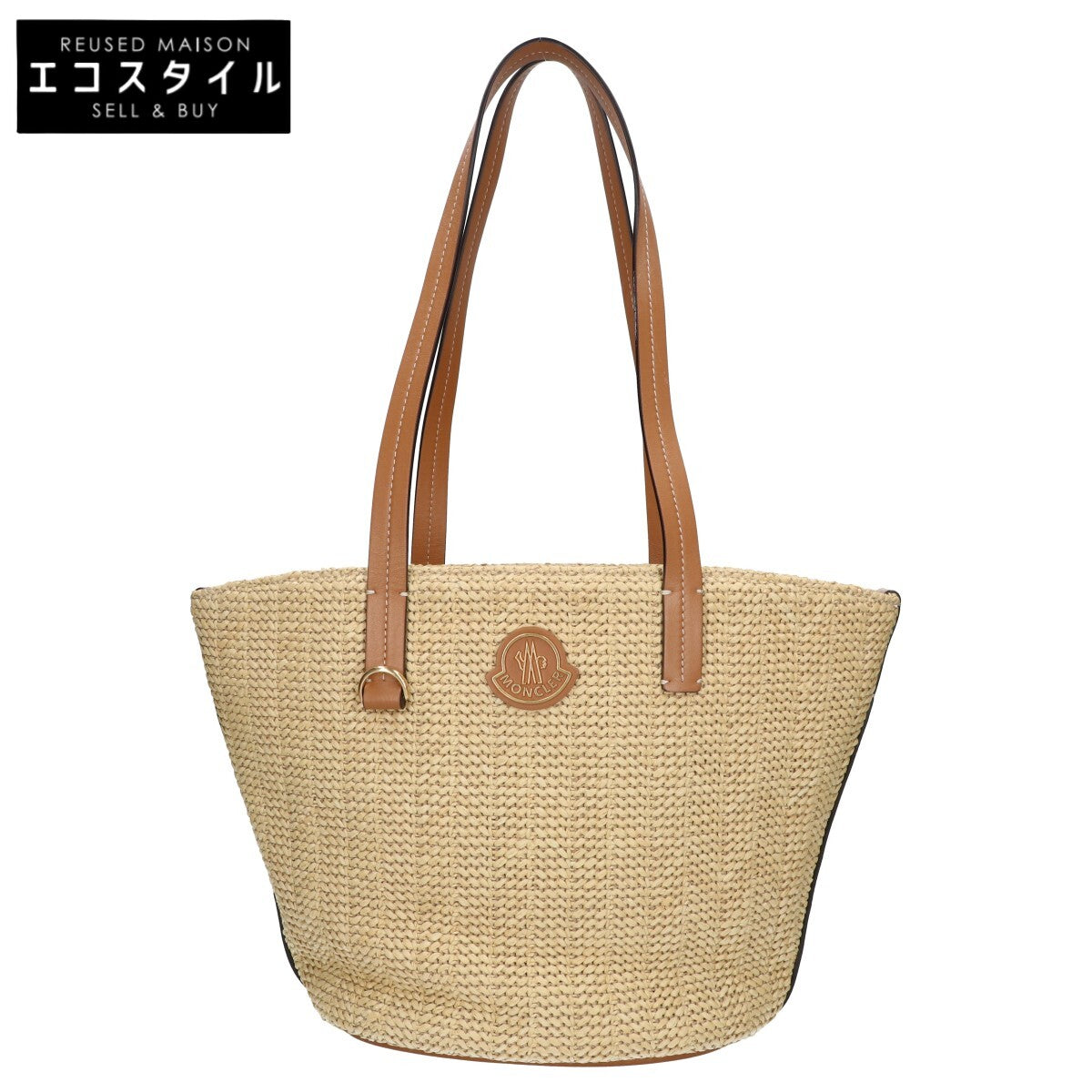 MONCLER モンクレール 23年製 J109B5D00009 M4231 HUBBA TOTE SMALL ドローストリングポーチ付 ラフィアファブリック 2WAY トートバッグ