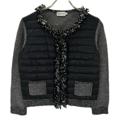 MONCLER モンクレール 420939463300 ブラック×グレー フリンジ ALLA COREANA ニット切り替え ジャケット ジャケット