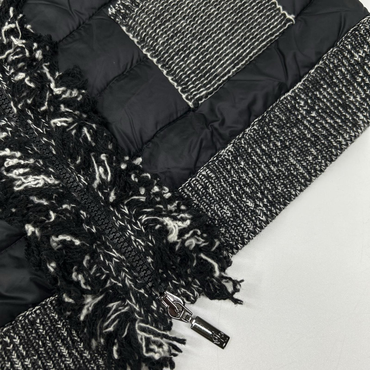 MONCLER モンクレール 420939463300 ブラック×グレー フリンジ ALLA COREANA ニット切り替え ジャケット ジャケット