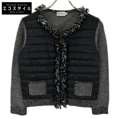 MONCLER モンクレール 420939463300 ブラック×グレー フリンジ ALLA COREANA ニット切り替え ジャケット ジャケット