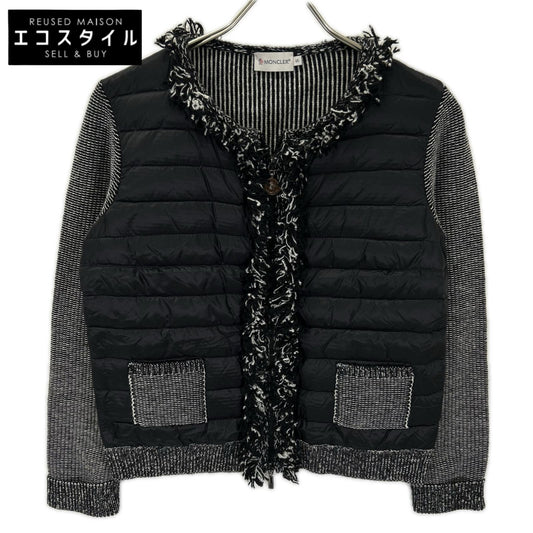 MONCLER モンクレール 420939463300 ブラック×グレー フリンジ ALLA COREANA ニット切り替え ジャケット ジャケット