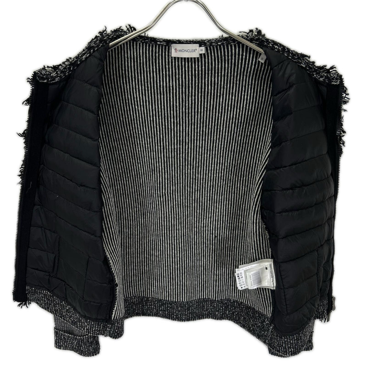 MONCLER モンクレール 420939463300 ブラック×グレー フリンジ ALLA COREANA ニット切り替え ジャケット ジャケット
