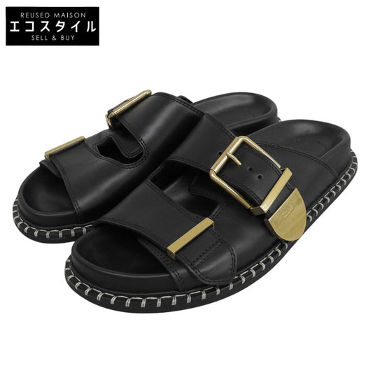 Chloe クロエ Rebecca ダブルストラップ レザー サンダル メンズ ブラック 36 シューズ