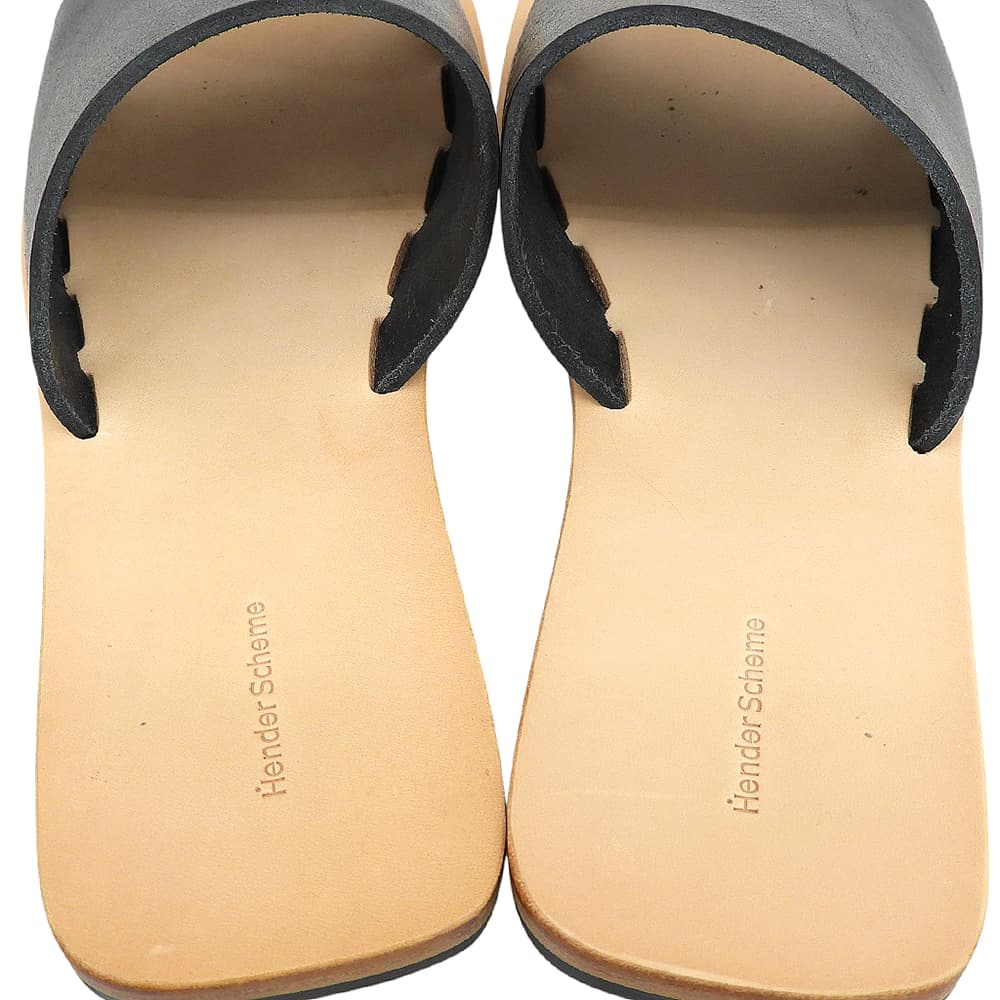Hender Scheme エンダースキーマ 新品同様 カウレザー vachetta slide オールレザースライドサンダル レディース ブラック 3 ur-s-vac シューズ