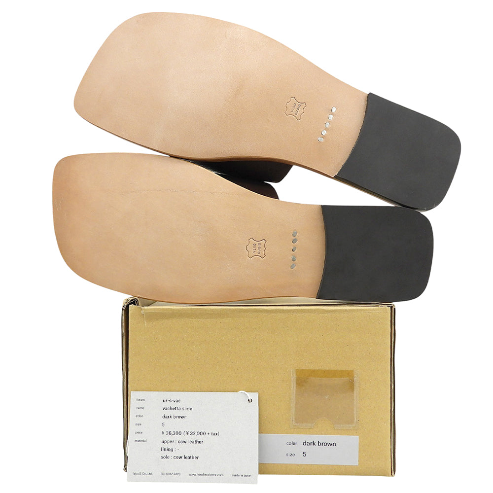 Hender Scheme エンダースキーマ 新品同様 カウレザー vachetta slide オールレザースライドサンダル メンズ ダークブラウン 5 ur-s-vac シューズ